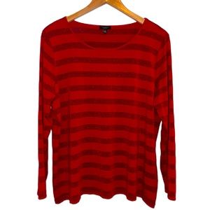 Talbots Red Sparkle Striped Long Sleeve Tee Size 1XP